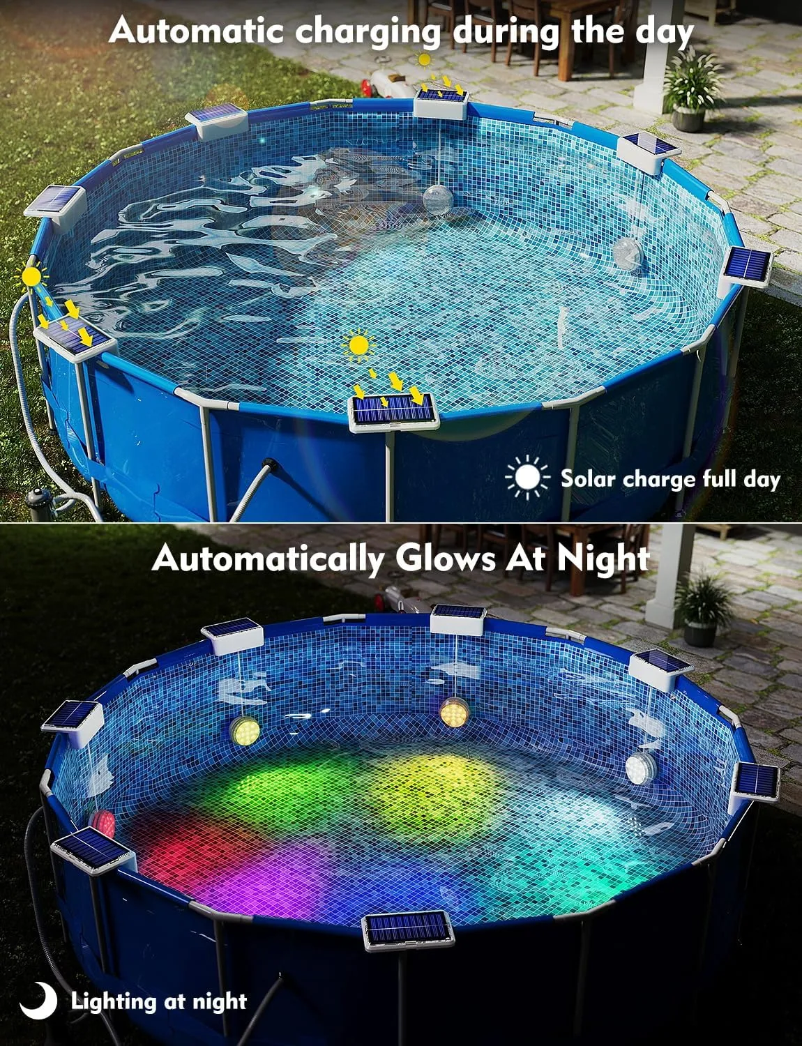 Solar Pool Lights, Solar Powered Submersible LED Lights with Remote IP68 Waterproof Swimming Pool Lighting, 16 Colors Underwater Pool Light for Above Ground Inground Pool, Pond (White,4 Pack)