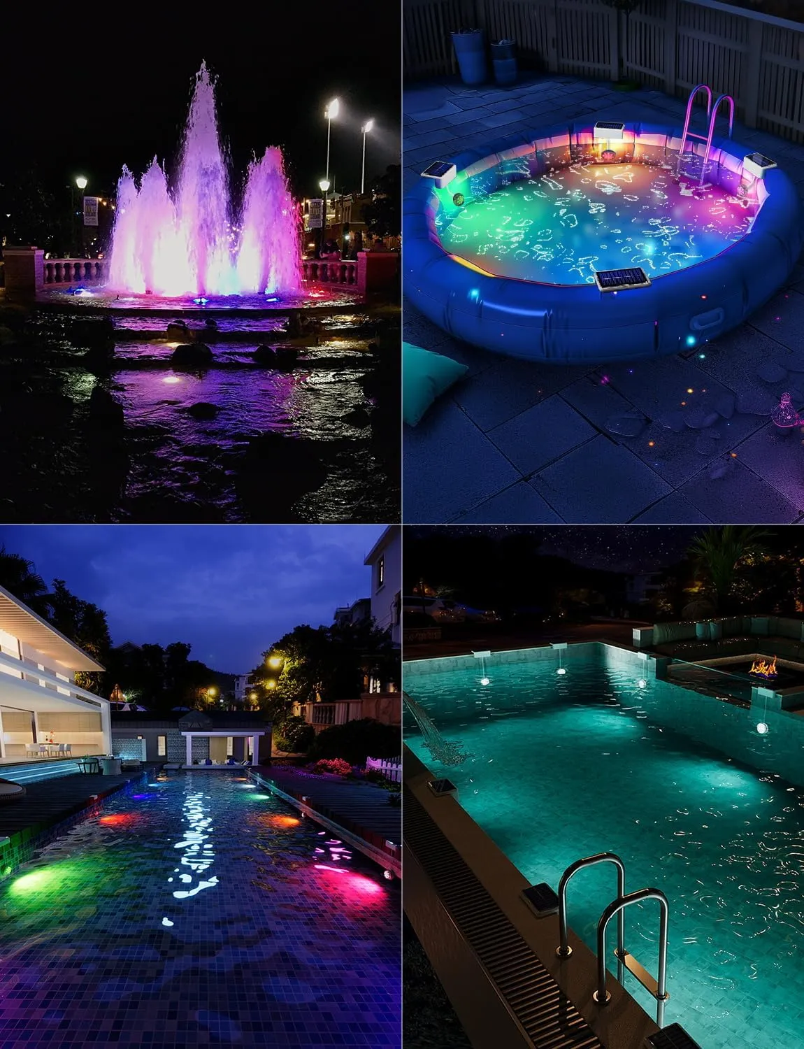 Solar Pool Lights, Solar Powered Submersible LED Lights with Remote IP68 Waterproof Swimming Pool Lighting, 16 Colors Underwater Pool Light for Above Ground Inground Pool, Pond (White,4 Pack)