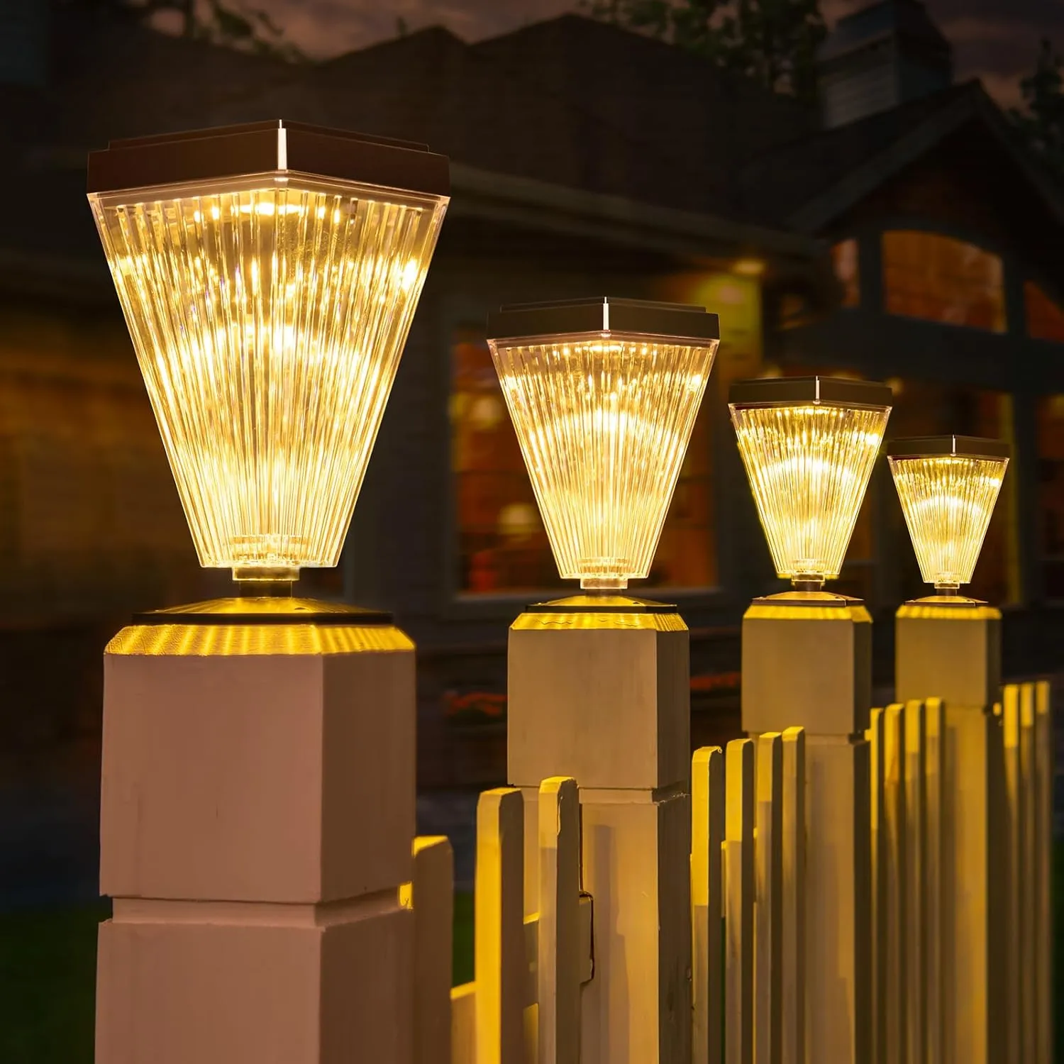 Solar Post Cap Lights 8 Pack Outdoor Waterproof Solar Fence Post Lights Sun Powered Pillar lamp Garden Decorative Yard Patio Walkway Pathway Light