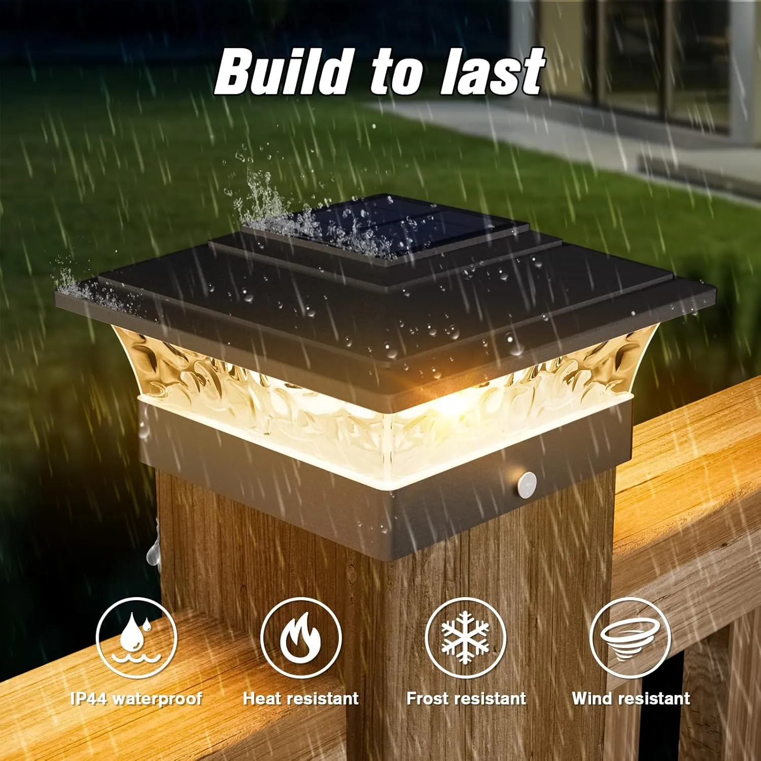 Solar Post Cap Lights Outdoor 12pack, Waterproof Solar Powered Deck Fence Post Lights Fit 4x4 Wood/Vinyl Posts, Black Deck Post Lights with Warm/Cool White for Garden, Patio, Porch, Fence