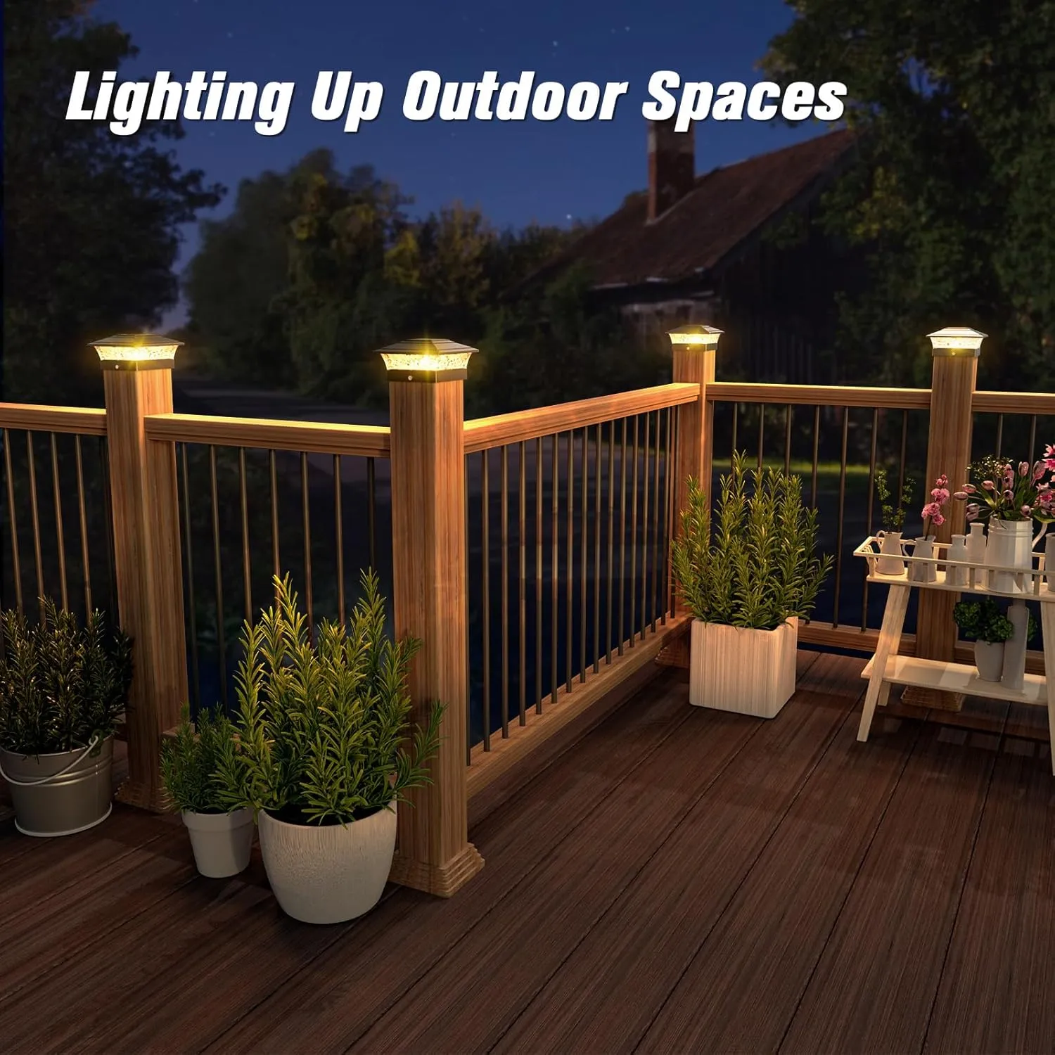 Solar Post Cap Lights Outdoor 12pack, Waterproof Solar Powered Deck Fence Post Lights Fit 4x4 Wood/Vinyl Posts, Black Deck Post Lights with Warm/Cool White for Garden, Patio, Porch, Fence