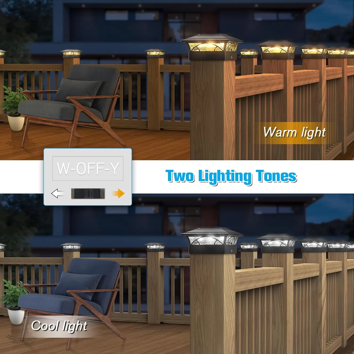 Solar Post Cap Lights Outdoor 6pack - Black Deck Fence Post Lights Solar Powered with 16LEDS 2 Lighting Modes, 4x4/5x5/6x6 Waterproof Fence Post Lights for Garden Patio Porch Backyard