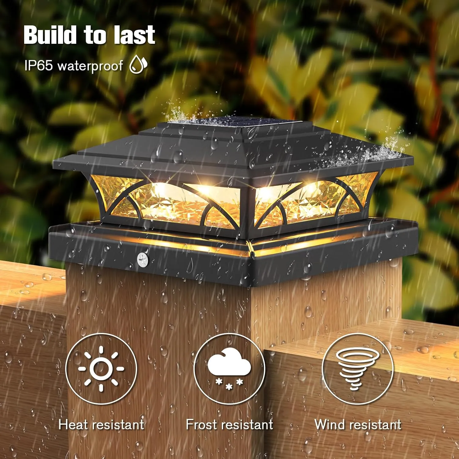 Solar Post Cap Lights Outdoor 6pack - Black Deck Fence Post Lights Solar Powered with 16LEDS 2 Lighting Modes, 4x4/5x5/6x6 Waterproof Fence Post Lights for Garden Patio Porch Backyard