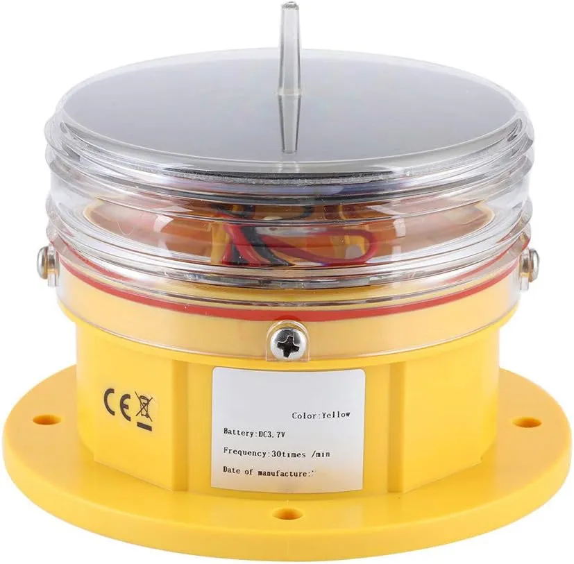 Solar Power Sidelight, IP68 Waterproof Solar Beacon Light, 360° Lighting Beacon Flashing Light for Marine Waterways, Rivers