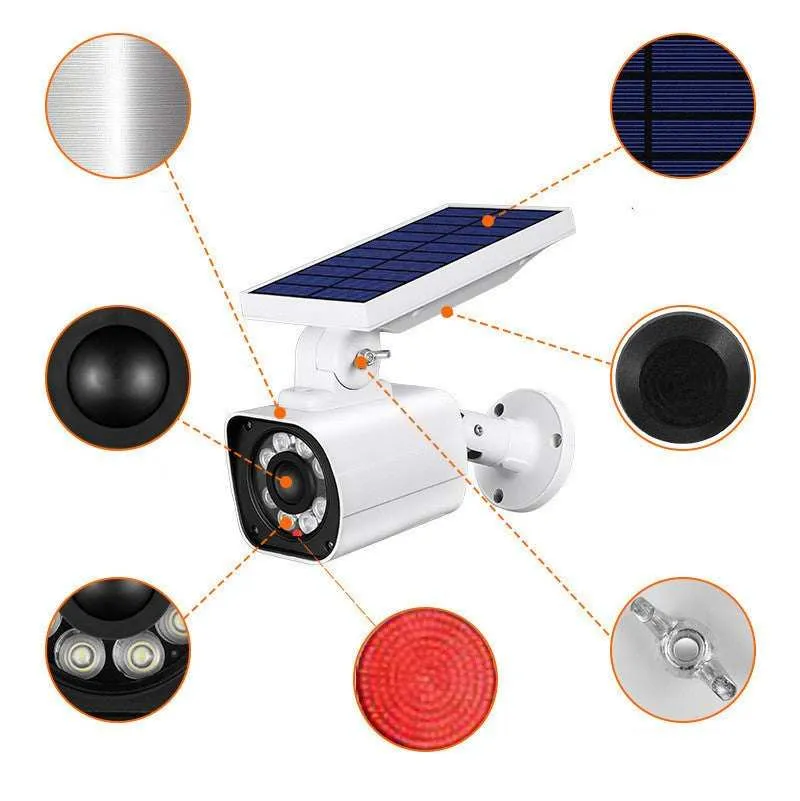 Solar-Powered IP67 Outdoor Simulation Camera Searchlight
