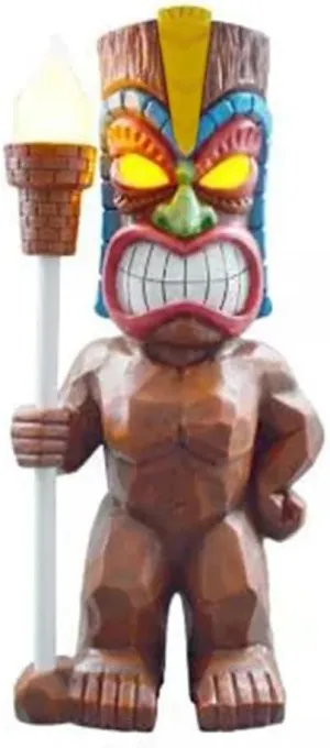 Solar Powered LED Tiki Light Solar Totem Figurine Ornaments LED Garden Light Decoration Crafts for Porch Lawn Trail (Angry Totem)