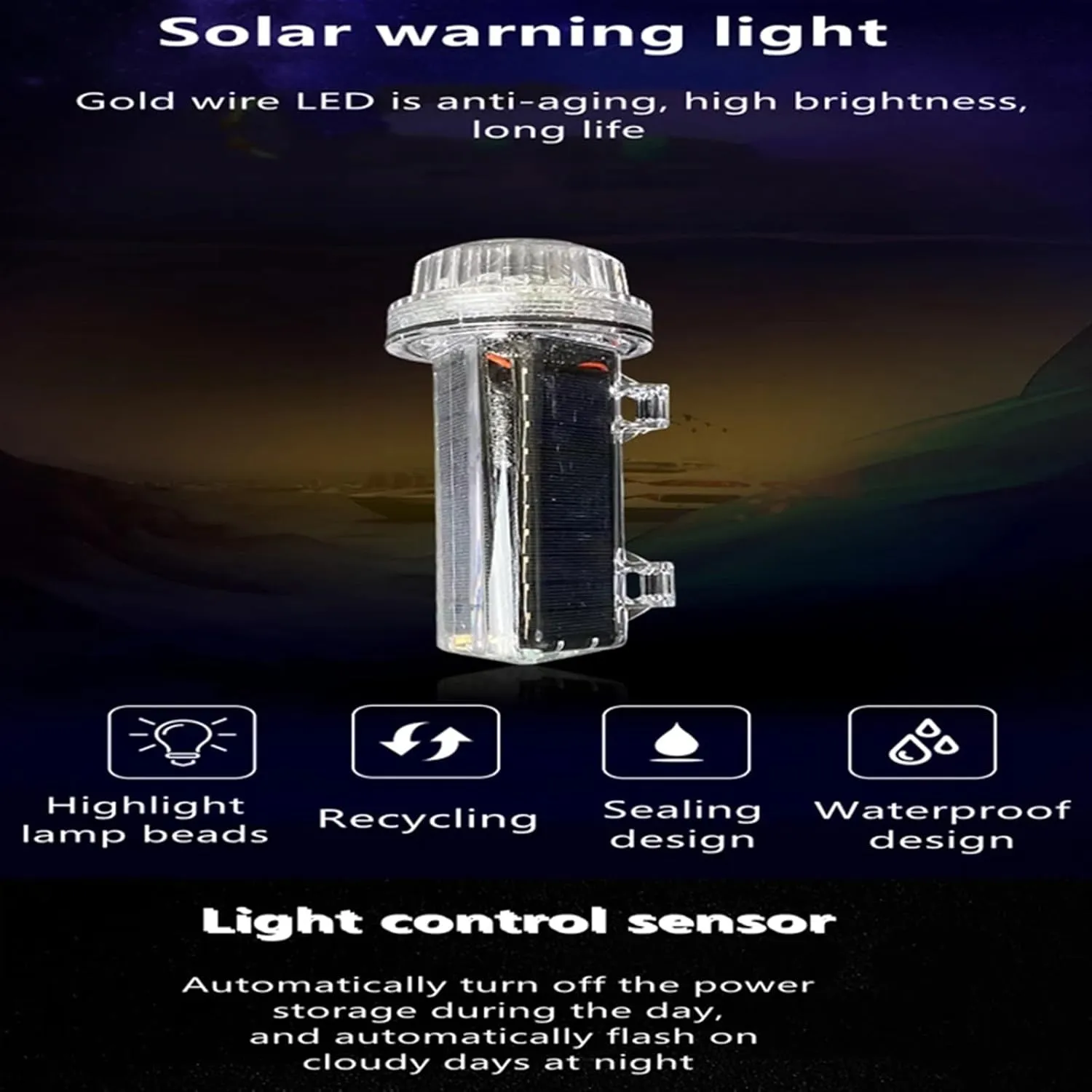 Solar Powered Net Mark Light Waterproof Anchor Light Buoy Signal Light Flashing Torpedo Warning Light Navigation Light (Size : Super Fast Burst)
