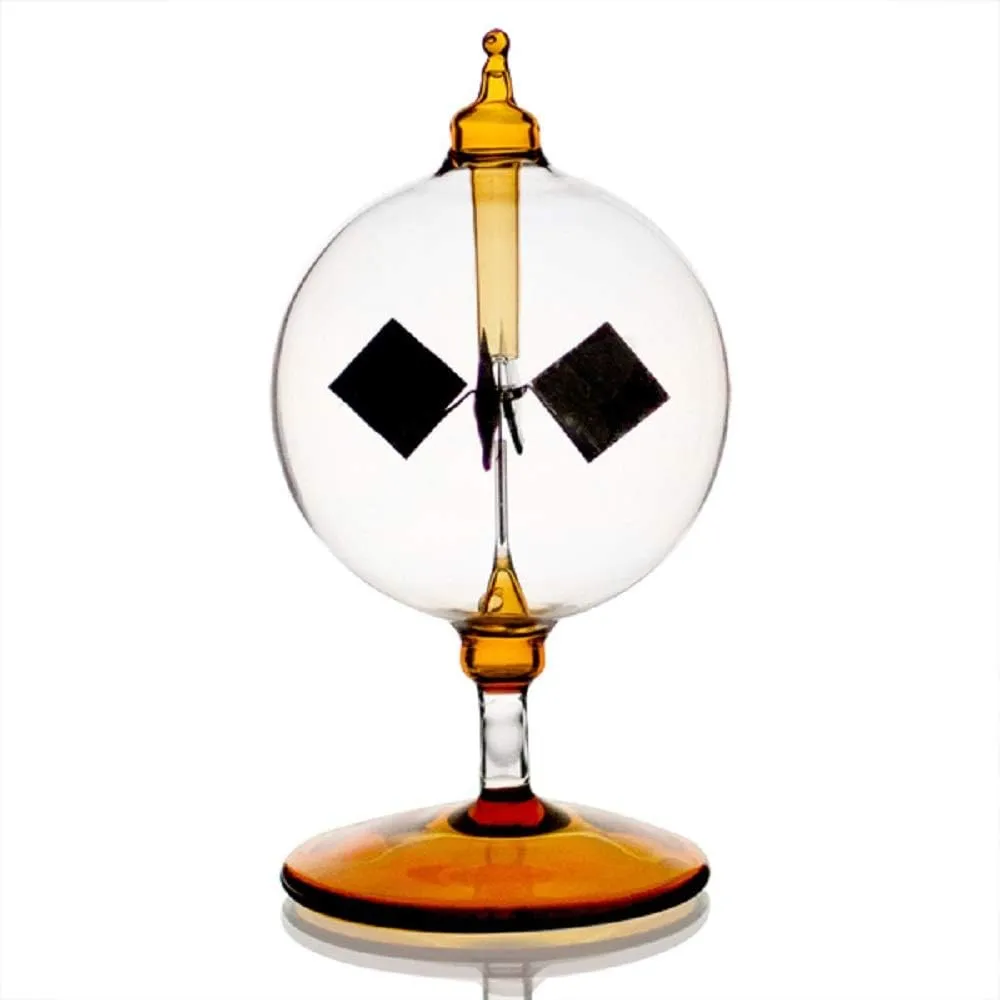 Solar Powered Physics Radiometer Toy, Handmade Glass Windmill, 8 cm x 8 cm x 12 cm, Adult, Teen