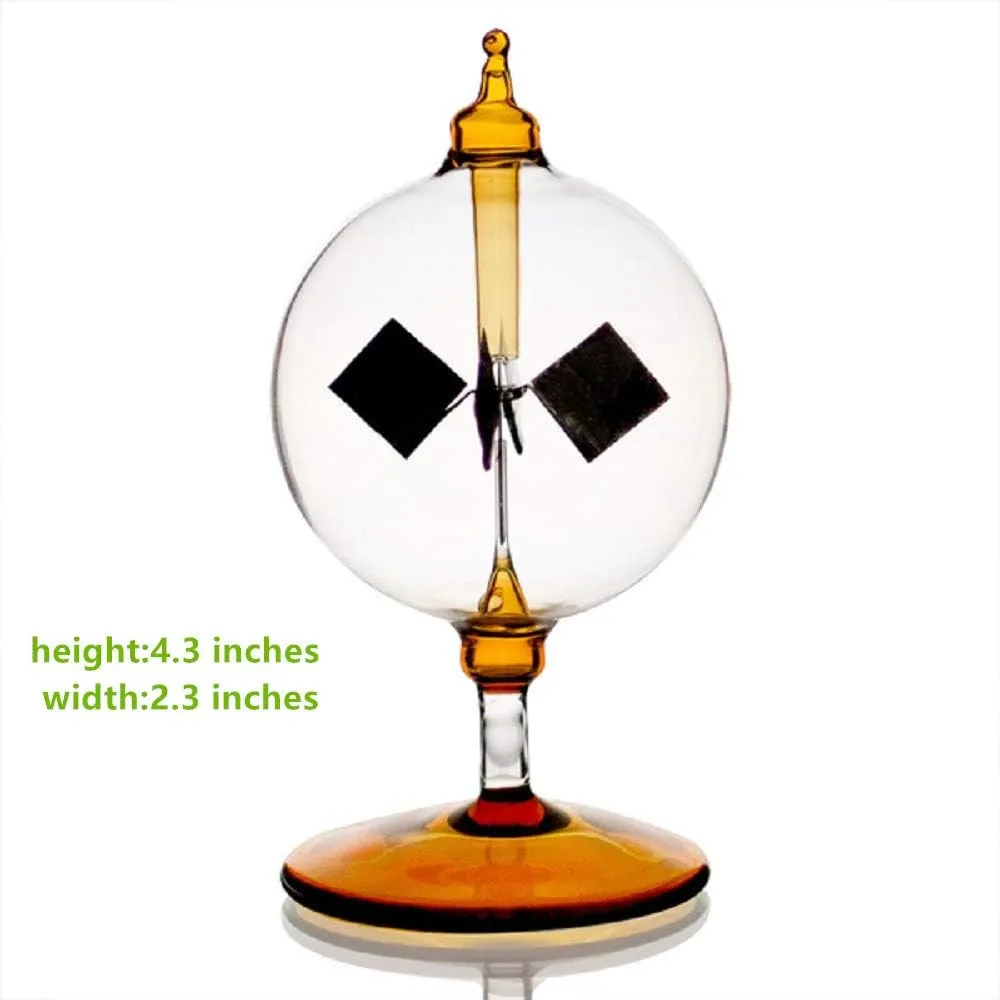 Solar Powered Physics Radiometer Toy, Handmade Glass Windmill, 8 cm x 8 cm x 12 cm, Adult, Teen