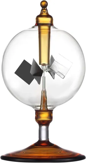 Solar Powered Physics Radiometer Toy, Handmade Glass Windmill, 8 cm x 8 cm x 12 cm, Adult, Teen
