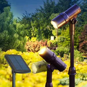 Solar Powered Spotlight, 2 Pack, 50 Lumens, Adjustable Height - Easy to Install, Waterproof LED Solar Outdoor Spot Lights for Yard, Garden, Patio, Tree, Landscape - Includes 15" Panel