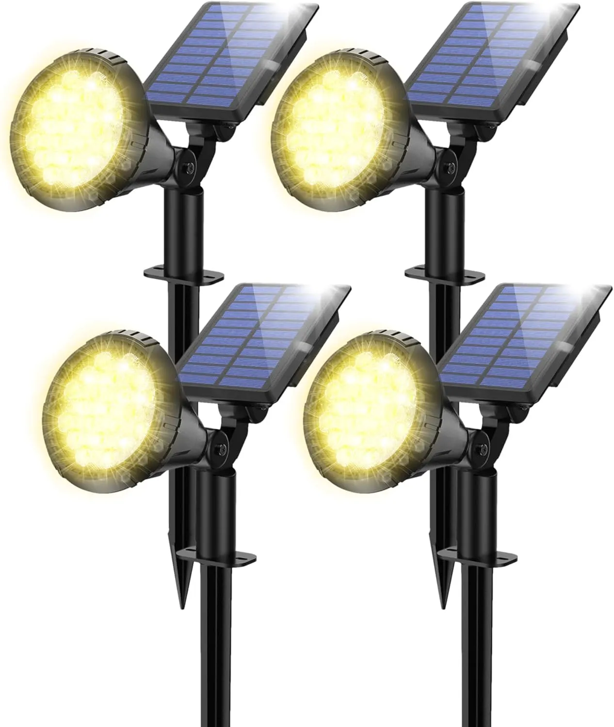 Solar Spot Lights for Outside, 27 LED Outdoor Solar Lights for Yard, 4 Pack Solar Spotlights Waterproof Auto On/Off for Landscape, Wall, Garden, Pool, Tree, Pathway and Driveway(Warm White)