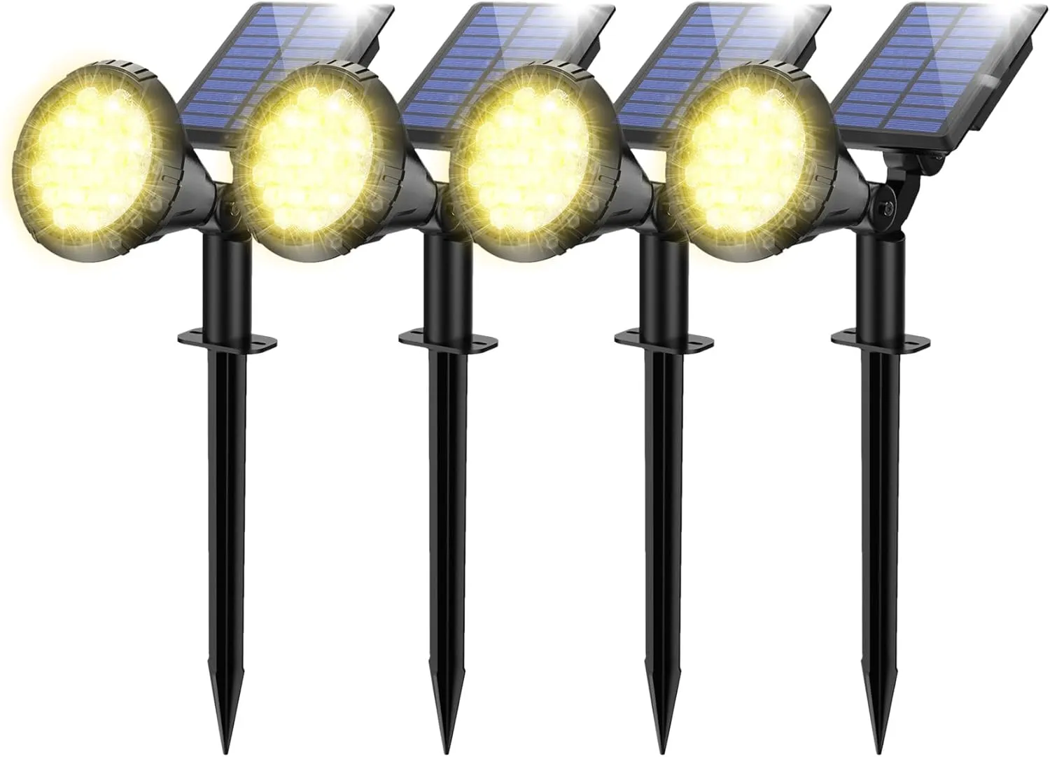 Solar Spot Lights for Outside, 27 LED Outdoor Solar Lights for Yard, 4 Pack Solar Spotlights Waterproof Auto On/Off for Landscape, Wall, Garden, Pool, Tree, Pathway and Driveway(Warm White)