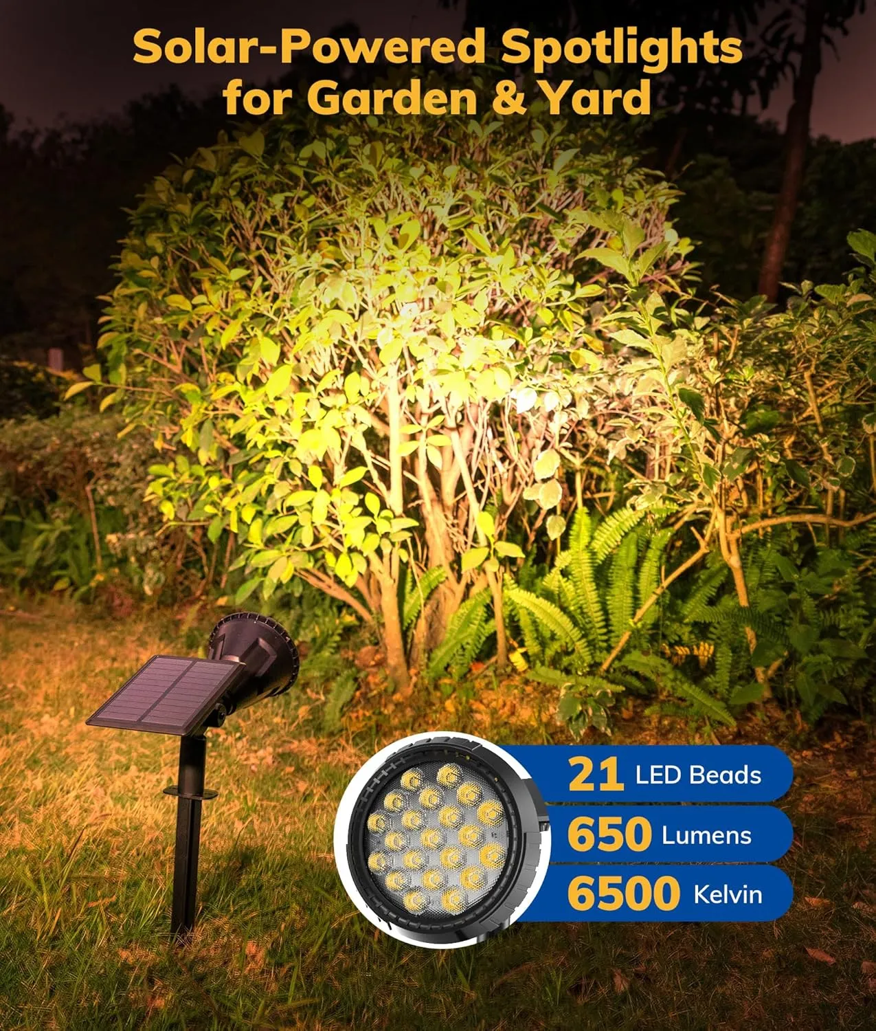 Solar Spot Lights for Outside, 27 LED Outdoor Solar Lights for Yard, 4 Pack Solar Spotlights Waterproof Auto On/Off for Landscape, Wall, Garden, Pool, Tree, Pathway and Driveway(Warm White)