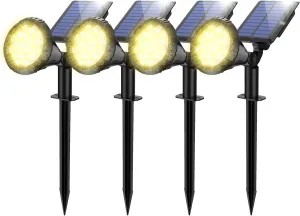 Solar Spot Lights for Outside, 27 LED Outdoor Solar Lights for Yard, 4 Pack Solar Spotlights Waterproof Auto On/Off for Landscape, Wall, Garden, Pool, Tree, Pathway and Driveway(Warm White)
