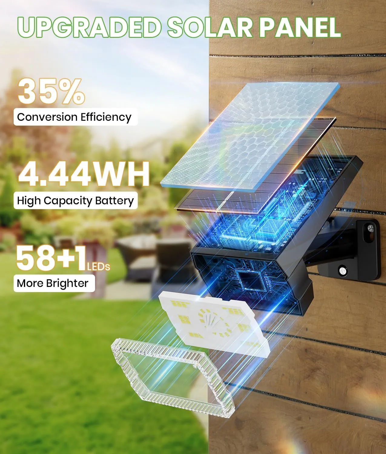 Solar Spot Lights Outdoor, 58 LED 3 Lighting Modes Solar Flood Lights, Waterproof IP67 Wall Light Spot Light Outdoor for Tree Yard Garden Pathway (Cool White, 2 Pack)