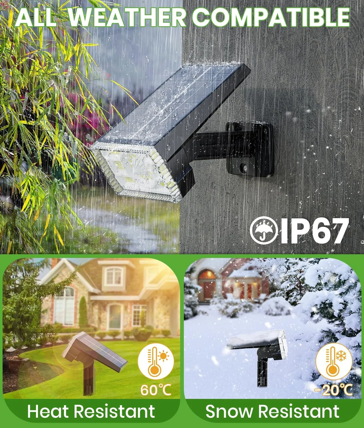 Solar Spot Lights Outdoor, 58 LED 3 Lighting Modes Solar Flood Lights, Waterproof IP67 Wall Light Spot Light Outdoor for Tree Yard Garden Pathway (Cool White, 2 Pack)