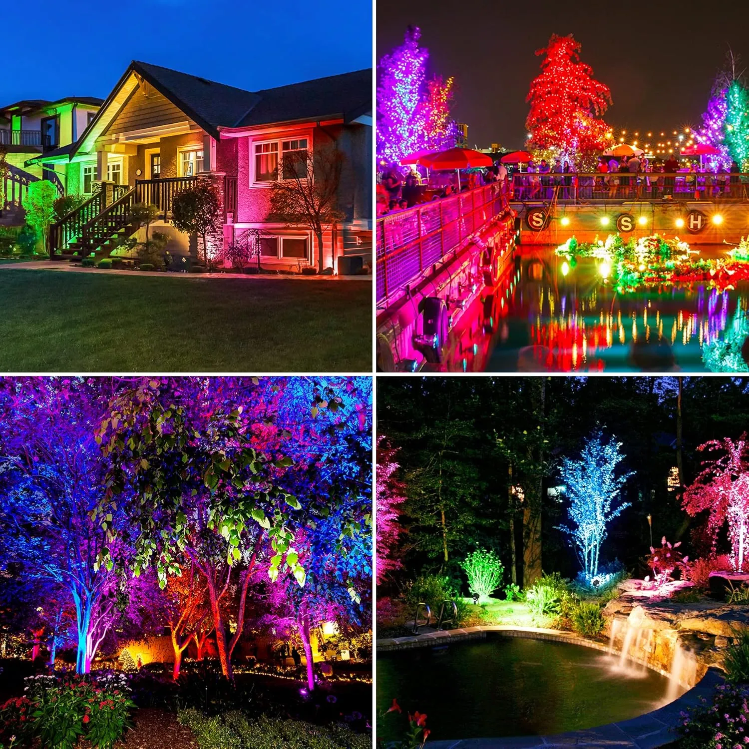 Solar Spot Lights Outdoor, Solar Color Changing RGB Landscape Lighting Waterproof Auto ON/Off Adjustable Garden Lights for Yard, Garden, Driveway, Pool, Lawn (6-in-1)