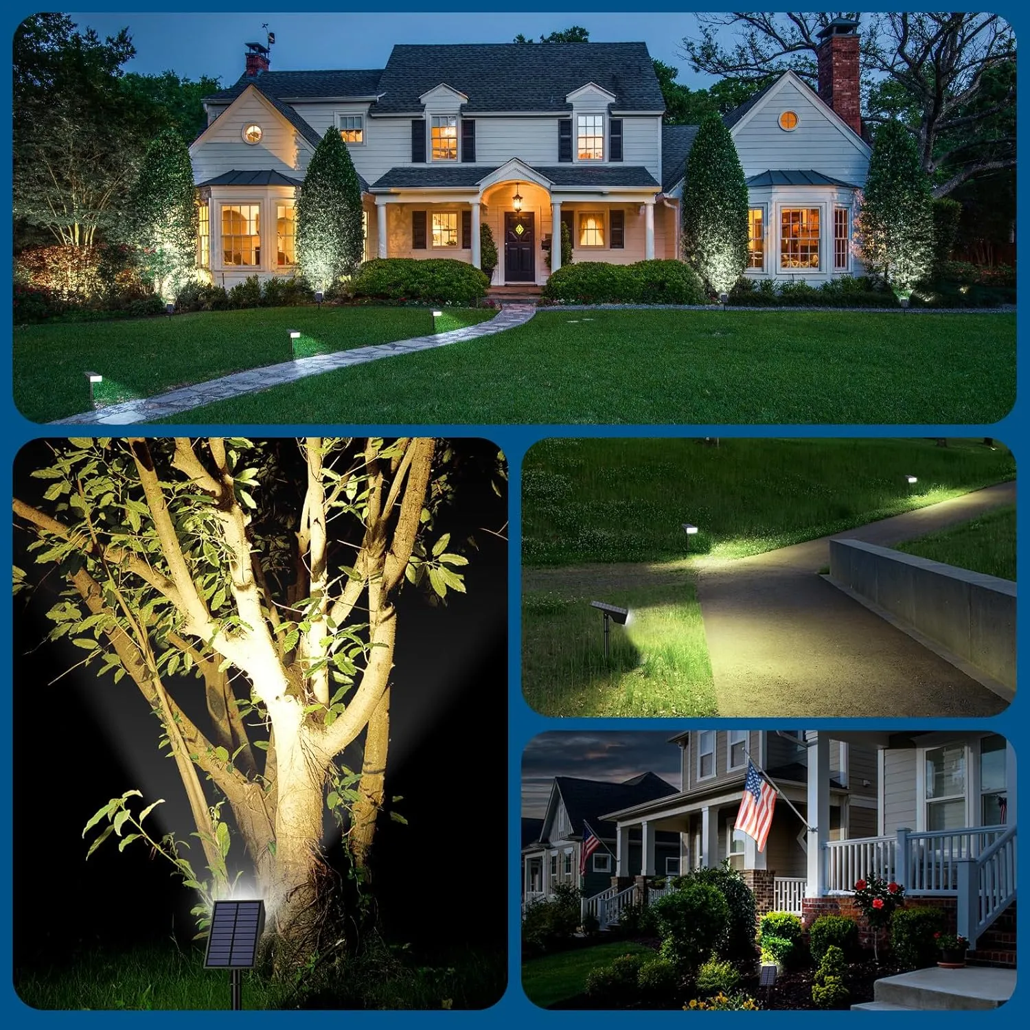 Solar Spot Lights Outdoor Waterproof, [12 Pack/4 Modes] Landscape Lighting Spotlights, Auto On/Off LED Solar Powered Yard Garden Flood Solar Light for Outside Pathway Wall Tree Pool,Cool White