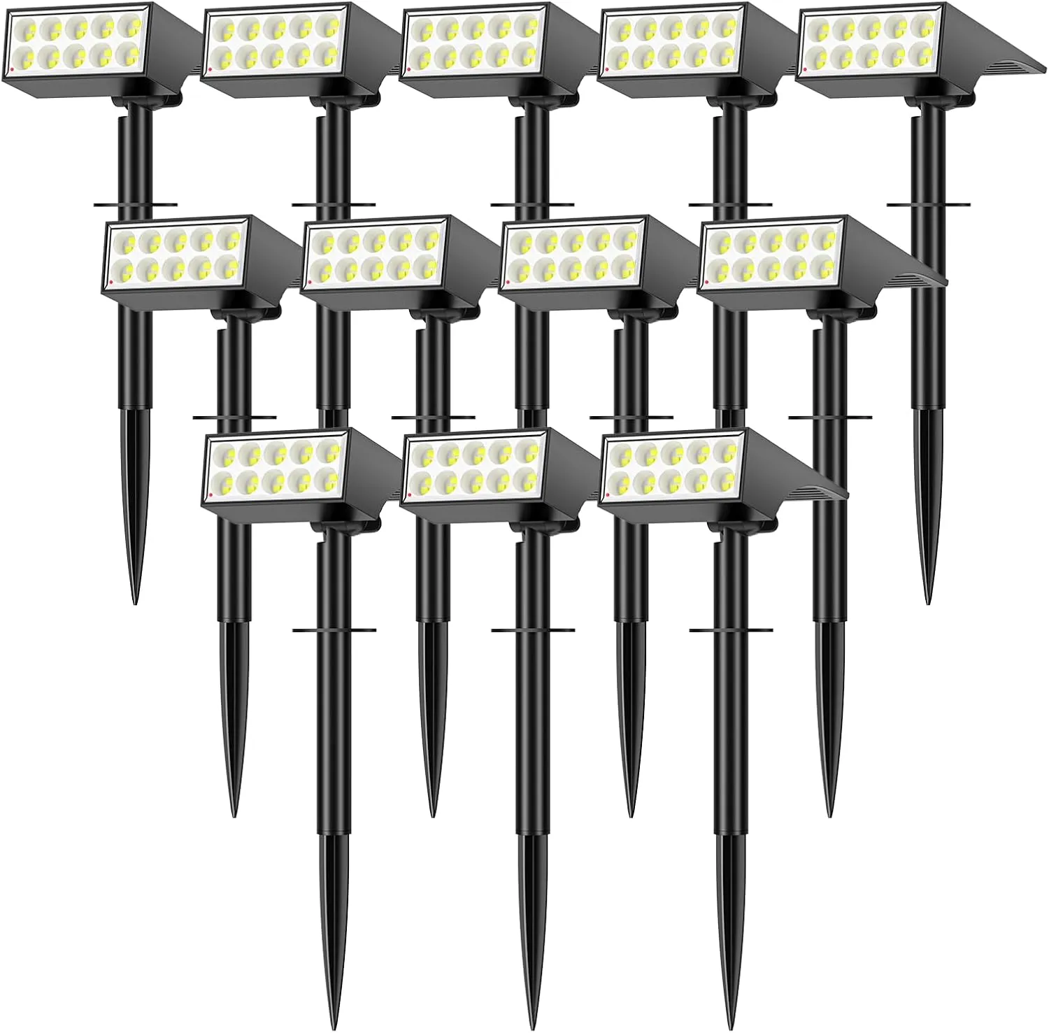 Solar Spot Lights Outdoor Waterproof, [12 Pack/4 Modes] Landscape Lighting Spotlights, Auto On/Off LED Solar Powered Yard Garden Flood Solar Light for Outside Pathway Wall Tree Pool,Cool White
