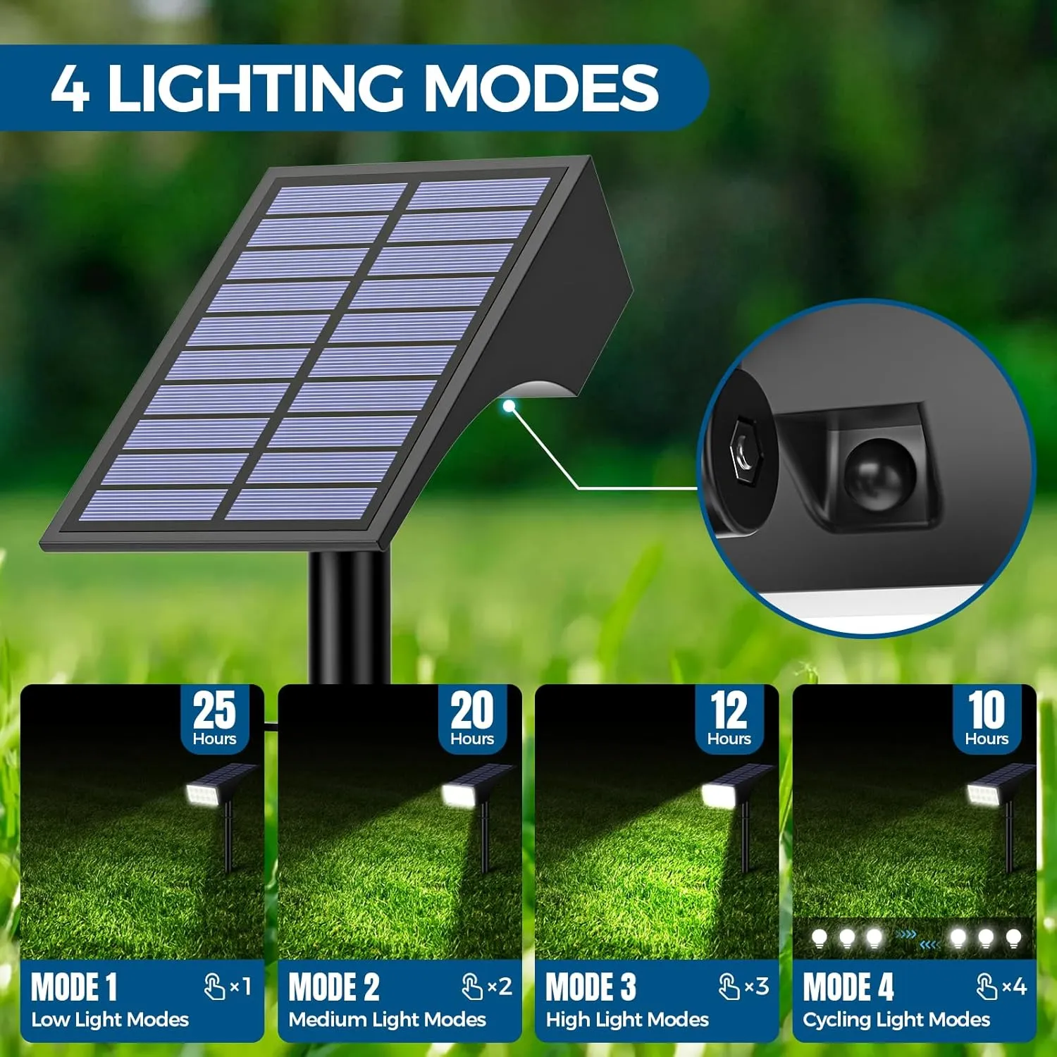 Solar Spot Lights Outdoor Waterproof, [12 Pack/4 Modes] Landscape Lighting Spotlights, Auto On/Off LED Solar Powered Yard Garden Flood Solar Light for Outside Pathway Wall Tree Pool,Cool White