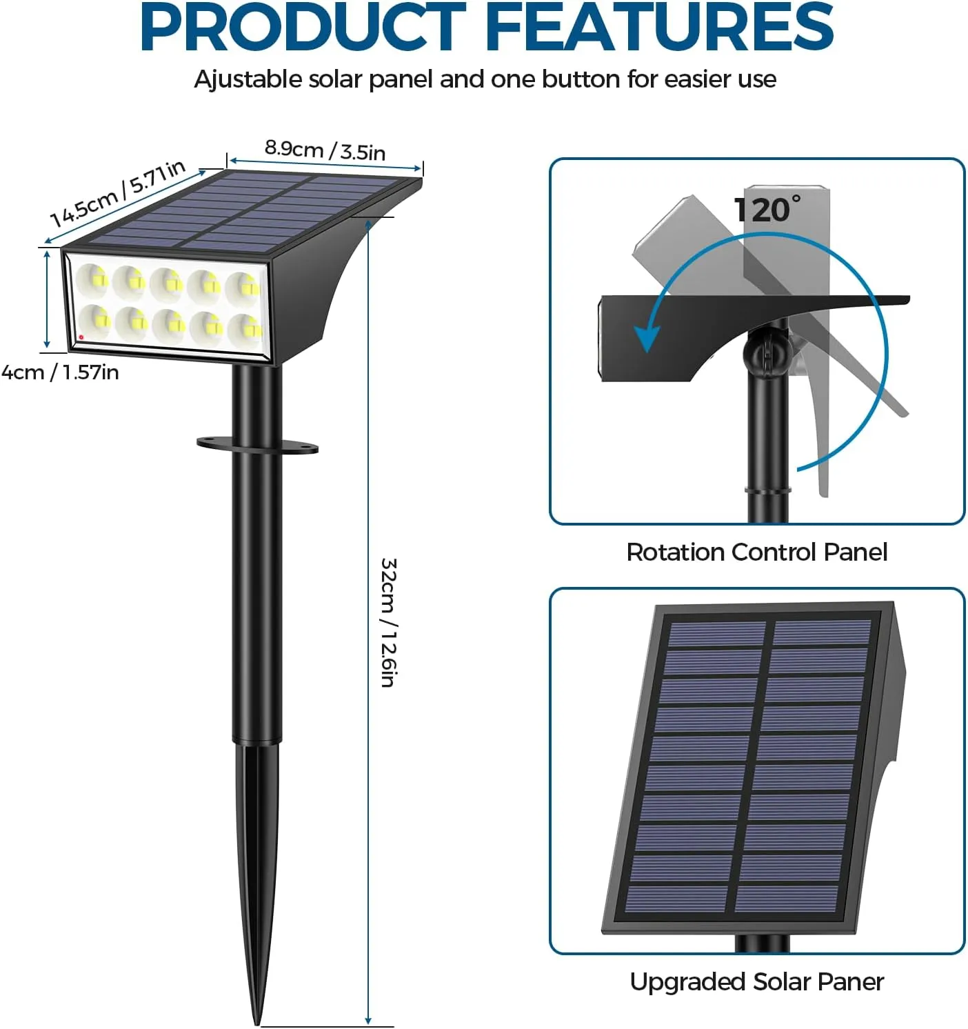 Solar Spot Lights Outdoor Waterproof, [12 Pack/4 Modes] Landscape Lighting Spotlights, Auto On/Off LED Solar Powered Yard Garden Flood Solar Light for Outside Pathway Wall Tree Pool,Cool White