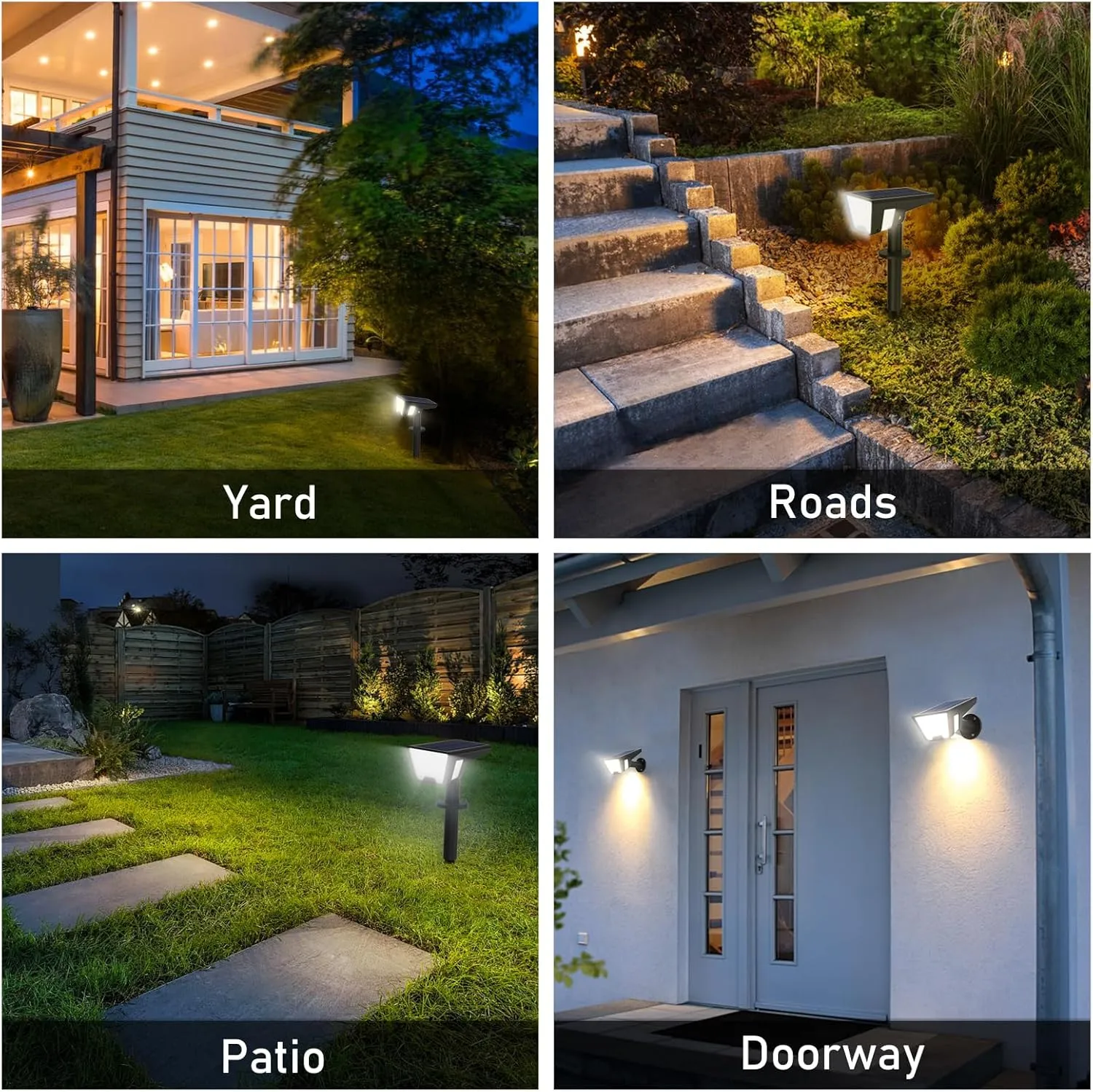 Solar Spot Lights Outdoor Waterproof IP67, Solar Powered Lights Outdoor with 53 LED & 3 Modes, Landscape Spotlight Wall Light for Garden Yard Pathway Driveway 4 Pack (Cool White)