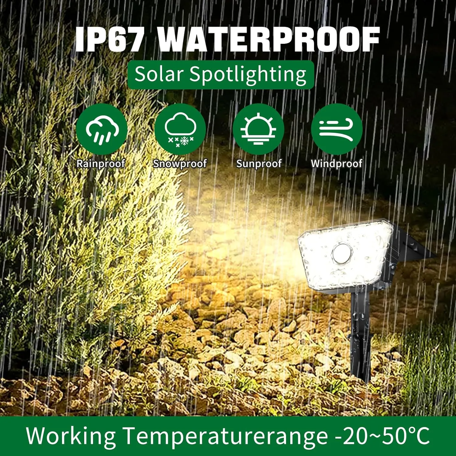 Solar Spotlights Outdoor Motion Sensor Solar Landscape Spot Lighting Outdoor Waterproof IP67 4 Modes 2800K Lights Auto On/Off Solarpower Lights for Yard Garden Pathway Driveway Walkway-6 Pack
