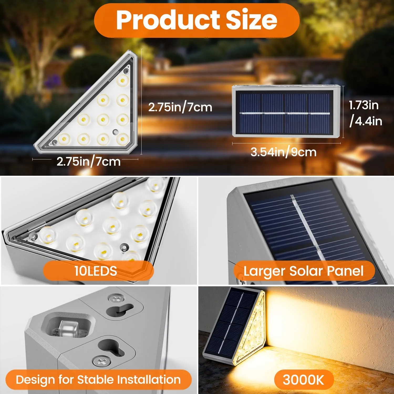 Solar Stair Lights Outdoor Waterproof Auto On Off, 24 Pack Solar Step Lights for Outside IP67, LED Outdoor Stair Lights for Deck Step, Patio, Pathway, Proch, Warm Lights
