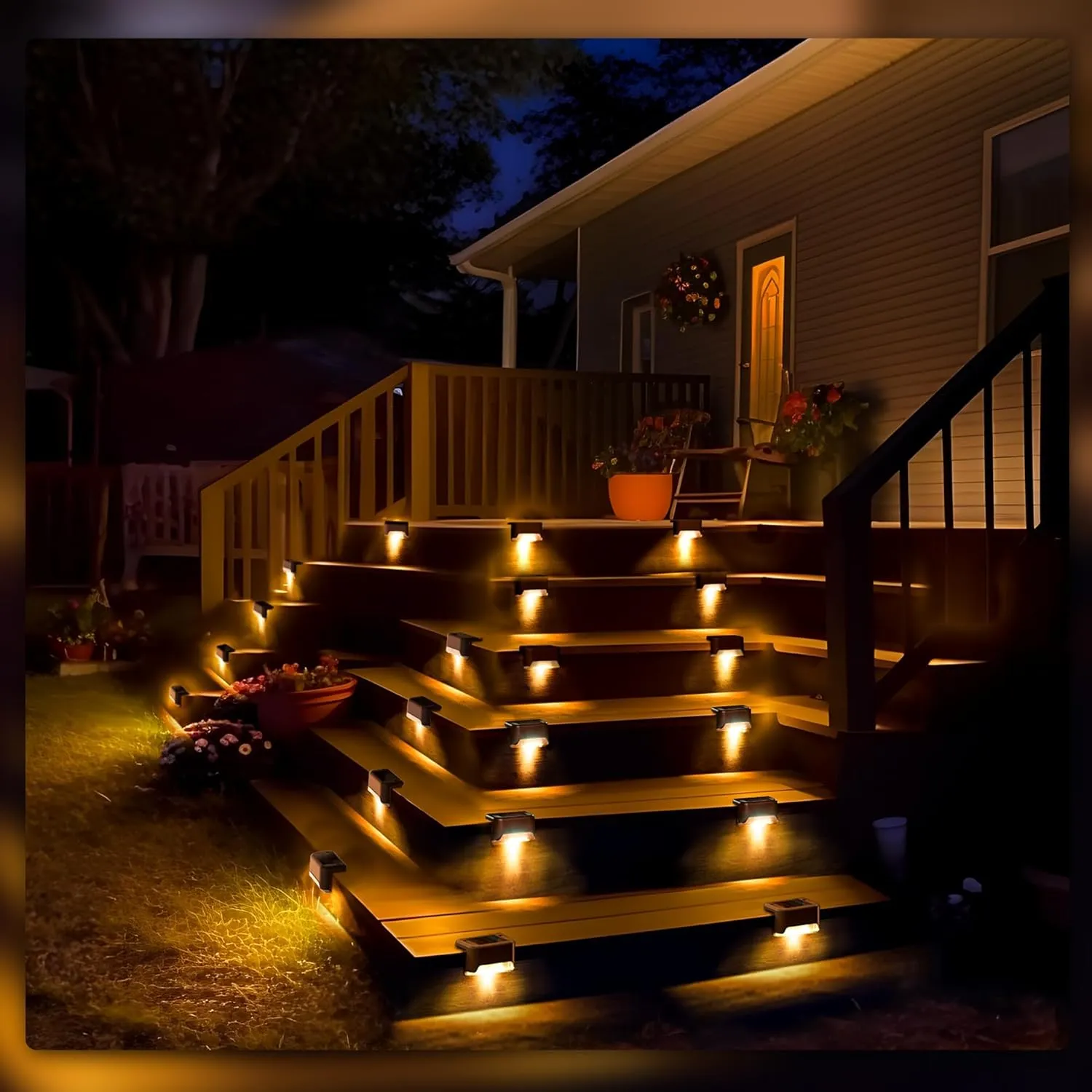 Solar Step Lights 20 Pack, Solar Powered Deck Lights of Waterproof LED for Stairs, Fence, Yard, Patio, and Pathway (Warm White)