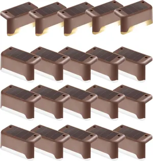 Solar Step Lights 20 Pack, Solar Powered Deck Lights of Waterproof LED for Stairs, Fence, Yard, Patio, and Pathway (Warm White)