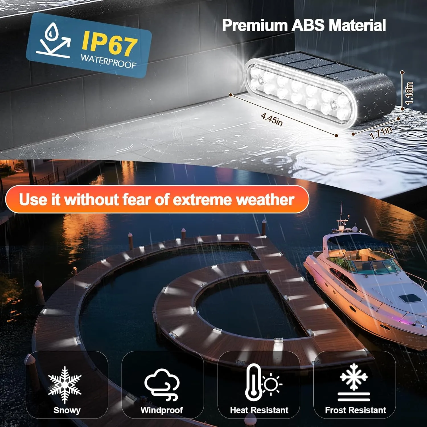 Solar Step Lights for Outside, 12-Pack Stair Light Outdoor Waterproof IP67, 14 LED Cool White Light Solar Powered Lighting for Steps, Stairs, Deck, Patio, Walkway, Front Porch Decor