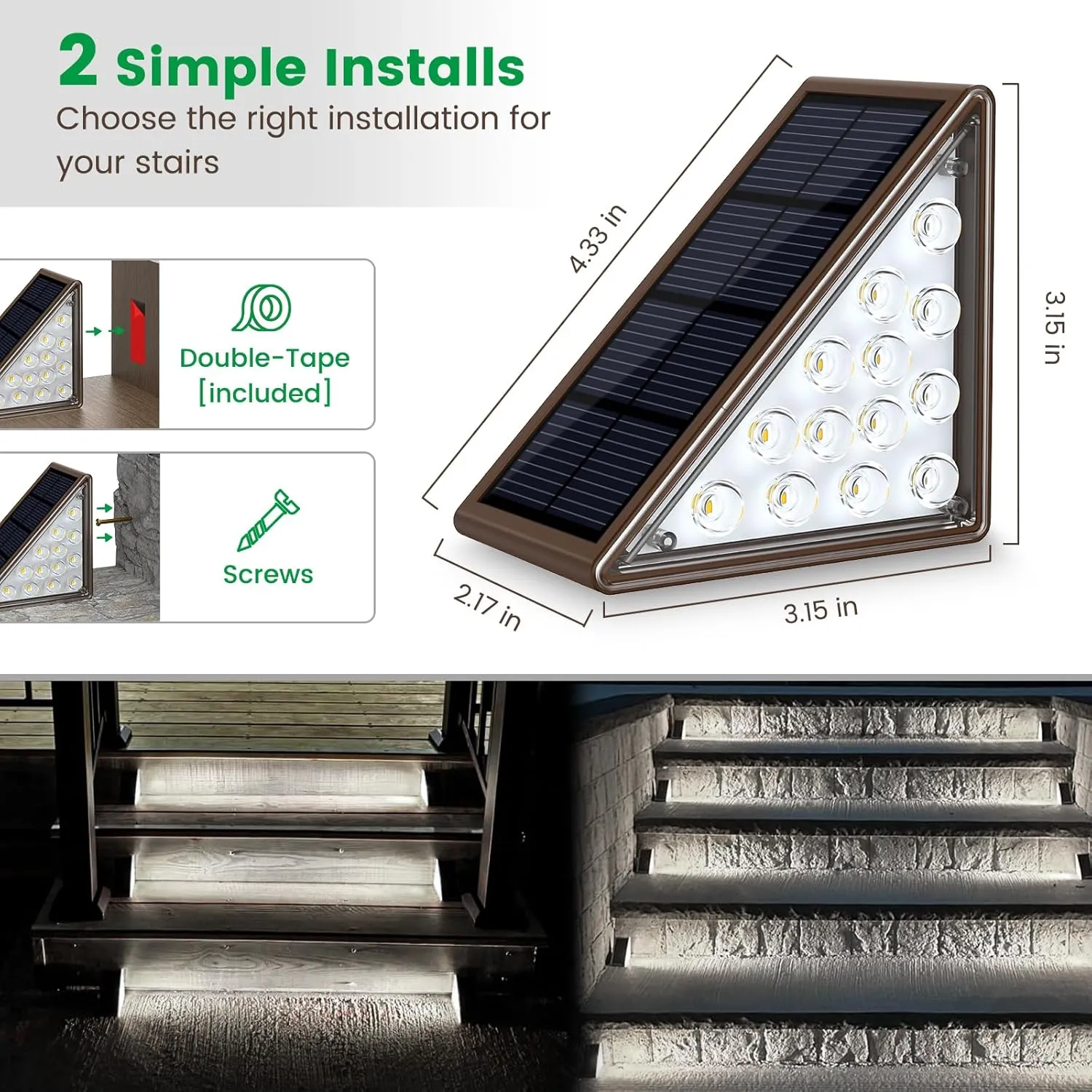 Solar Step Lights for Outside,24pack Solar Stair Lights Outdoor Waterproof IP67,Outdoor Deck Step Lights,Solar Outdoor Lights for Staircase,Patio,Front Step(Cool White)…