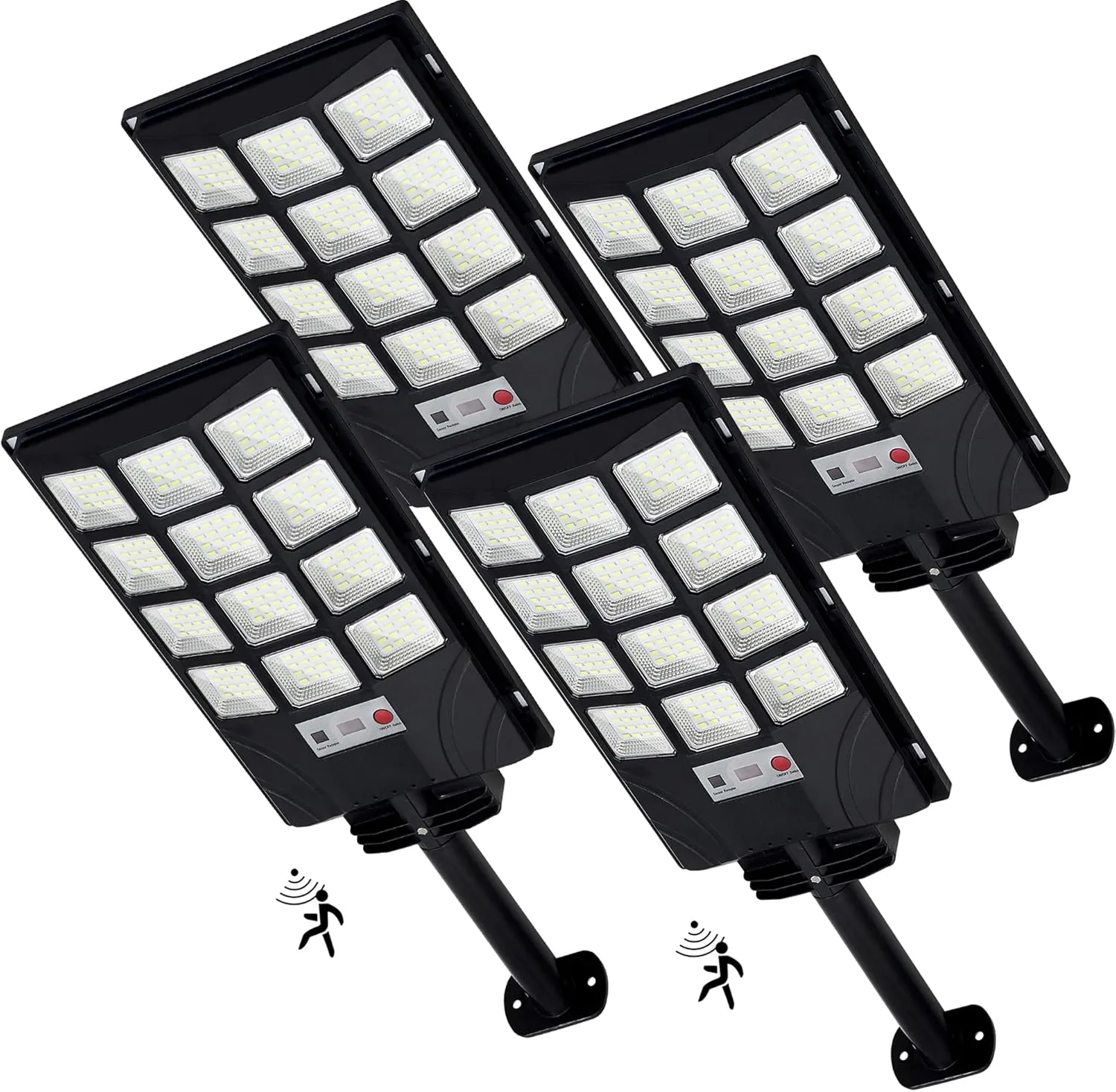 Solar Street Lights Outdoor Motion Sensor, 6500K Dusk to Dawn LED Solar Flood Light, Waterproof Security Light for Outside Garden Yard Parking Lot, 4PCS