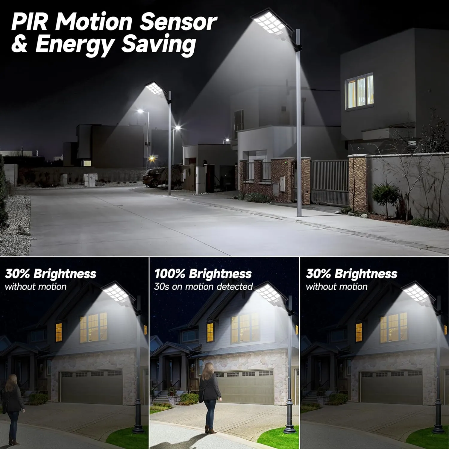 Solar Street Lights Outdoor Motion Sensor, 6500K Dusk to Dawn LED Solar Flood Light, Waterproof Security Light for Outside Garden Yard Parking Lot, 4PCS