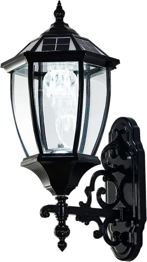 Solar Wall Lamp with Light Sensor,Waterproof Wall Light Outdoor Wall Sconce Led Hexagonal Light Fixture for Wall, Garage, Front Porch,Fence, Yard,Black