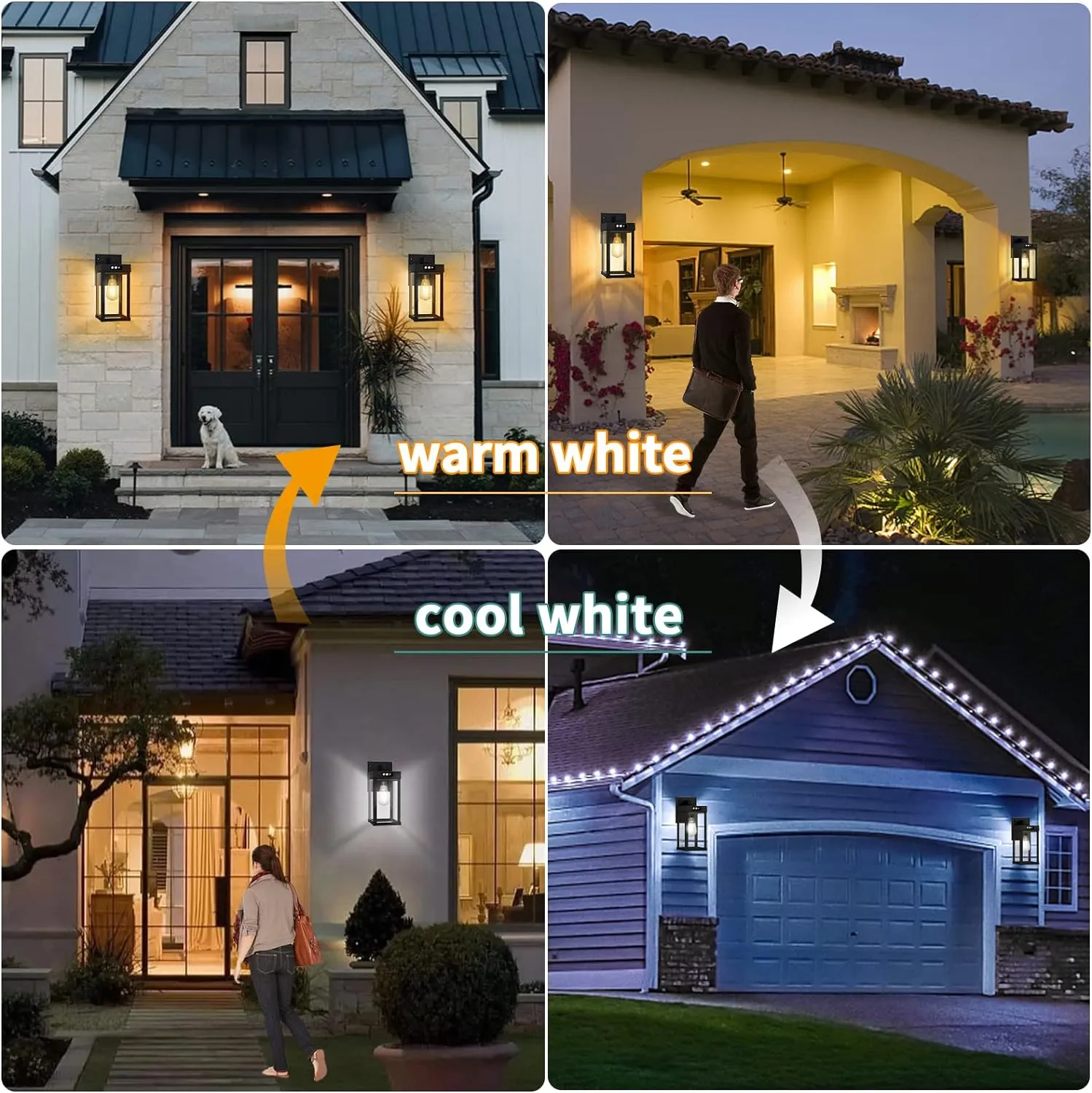 Solar Wall Lights Outdoor, Solar Wall Sconce with 3 Lighting Modes & Motion Sensor, Waterproof Porch Light with Clear Panel for Garage Porch Yard Front Door 5.8 x 5.8 x 13.58 in