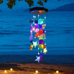 Solar Wind Chimes for Outside, Colorful Shell Gifts for Mom Grandma Women, Waterproof Solar Outdoor Decorative Mobile Lights for Garden, Yard, Patio, Window, Party, Outdoor Decorations