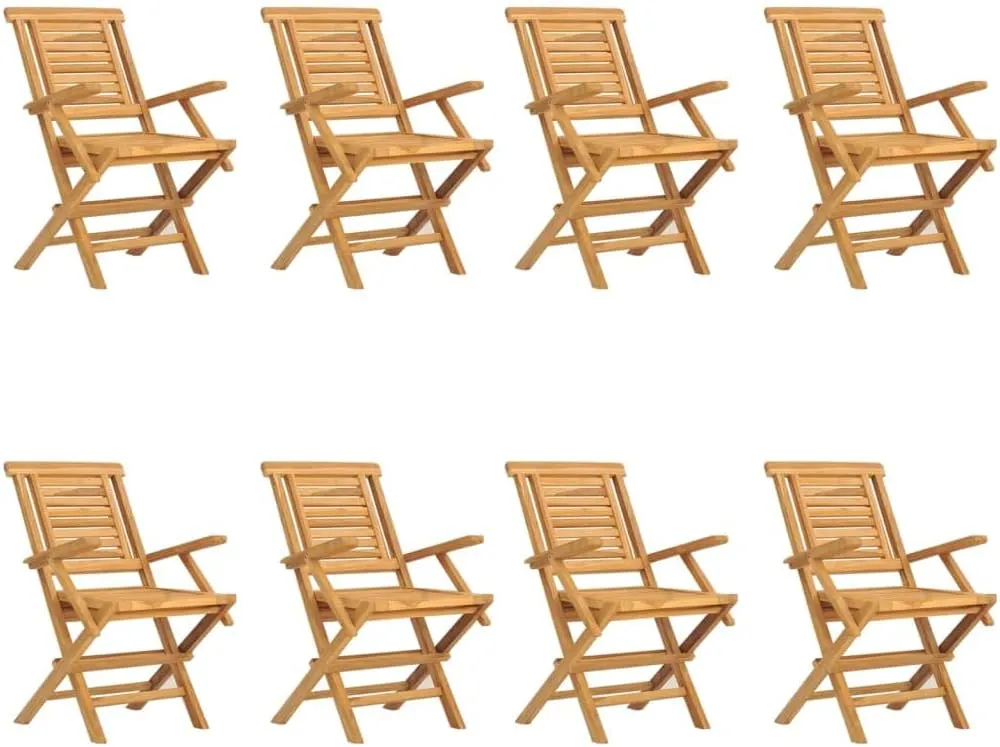 Solid Wood Teak Folding Patio Chairs 8-Piece Set 22"" x24.8 x35.4 for Outdoor Dining Lounge Camping Beach