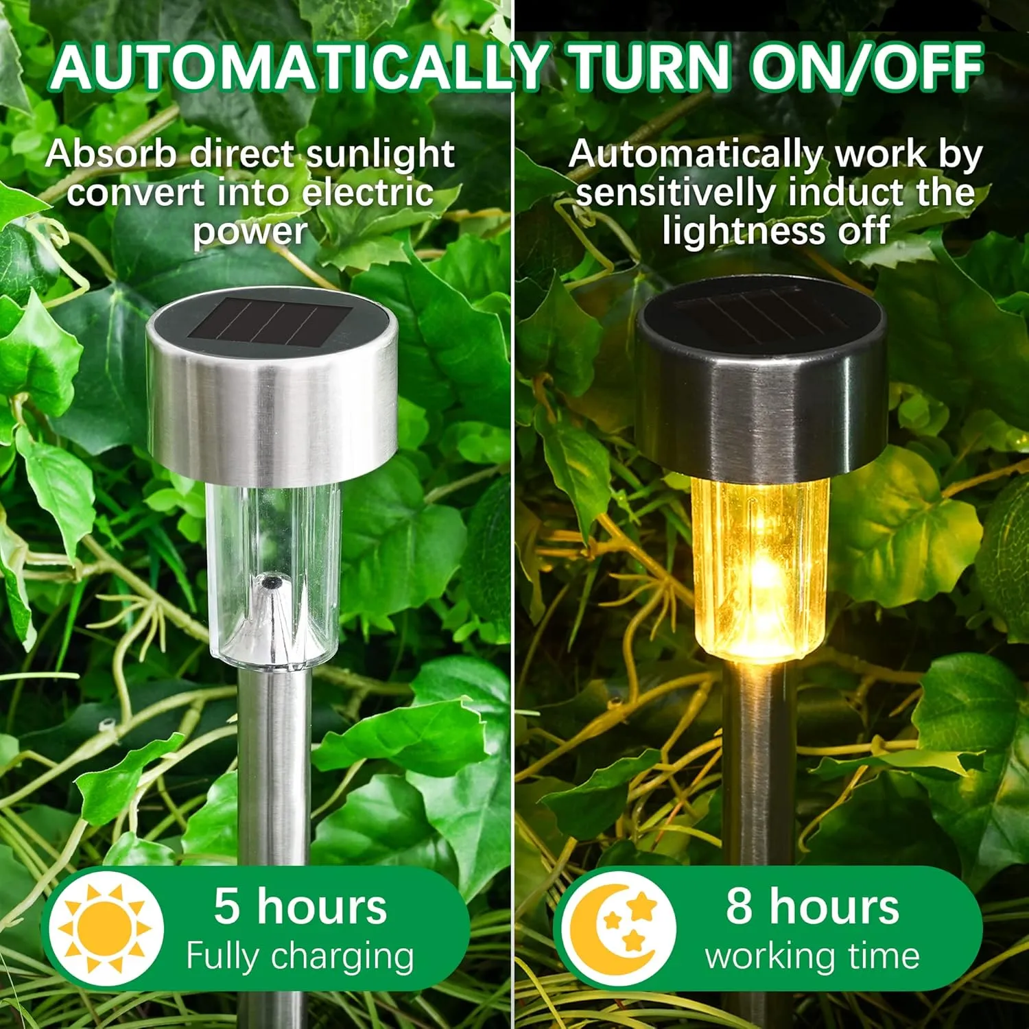 SOLPEX 12 Pack Solar Outdoor Lights Pathway, Stainless Steel Solar Lights Outdoor Waterproof,LED Landscape Lighting Solar Walkway Lights for Landscape/Patio/Lawn/Yard/Driveway-Warm White