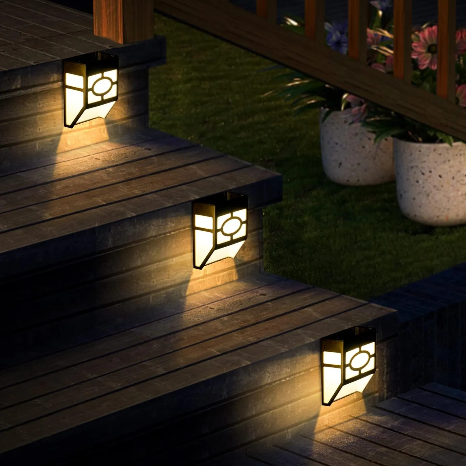 SOLPEX 16 Pack Solar Deck Lights Outdoor, Solar Fence Lights，2 Modes Christmas Garden Decoration Lights,RBG/Warm White LED Decorative Lighting for Garden，Yard，Post，Path&Driveway
