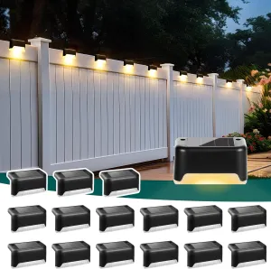 SOLPEX Solar Deck Lights 16 Pack, Outdoor Step Lights Waterproof Led for Stairs, Fence, Yard, Patio, Pathway (Warm White)