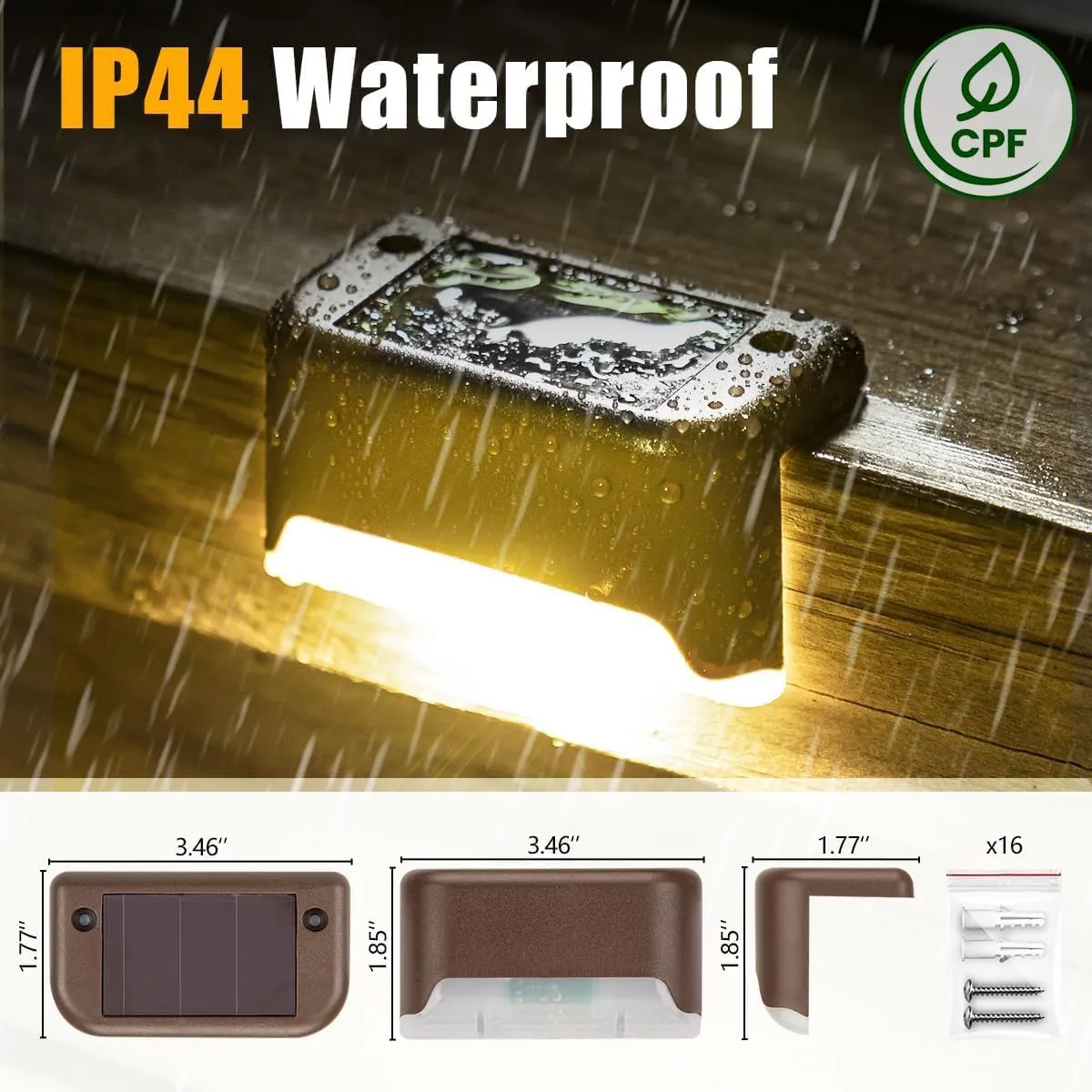 SOLPEX Solar Deck Lights Outdoor, Waterproof Led Lights for Outdoor Stairs, Step, Fence, Yard, Patio, and Pathway(24 Pack Warm White)