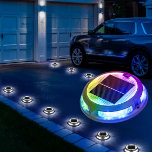 SOLPEX Solar Driveway Lights 12 Pack,Multi-Color Deck Light Outdoor IP68Waterproof,Solar Pathway Lights Outdoor for Dock,Sidewalk,Stair