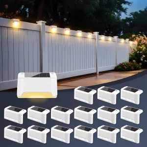 Solpex SOLPEX Solar Fence Lights Outdoor 16 Pack, Solar Step Lights Waterproof Led Solar Lights for Outdoor Stairs, Deck, Fence, Yard, Patio, and Balcony(Warm White)
