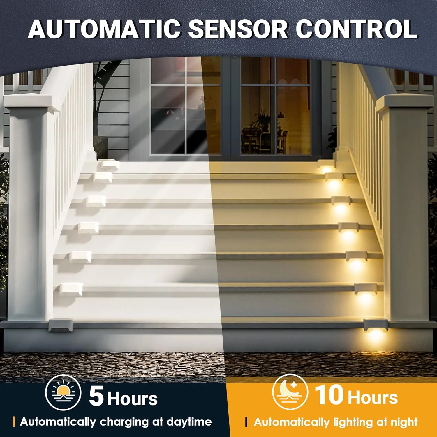 Solpex SOLPEX Solar Fence Lights Outdoor 16 Pack, Solar Step Lights Waterproof Led Solar Lights for Outdoor Stairs, Deck, Fence, Yard, Patio, and Balcony(Warm White)