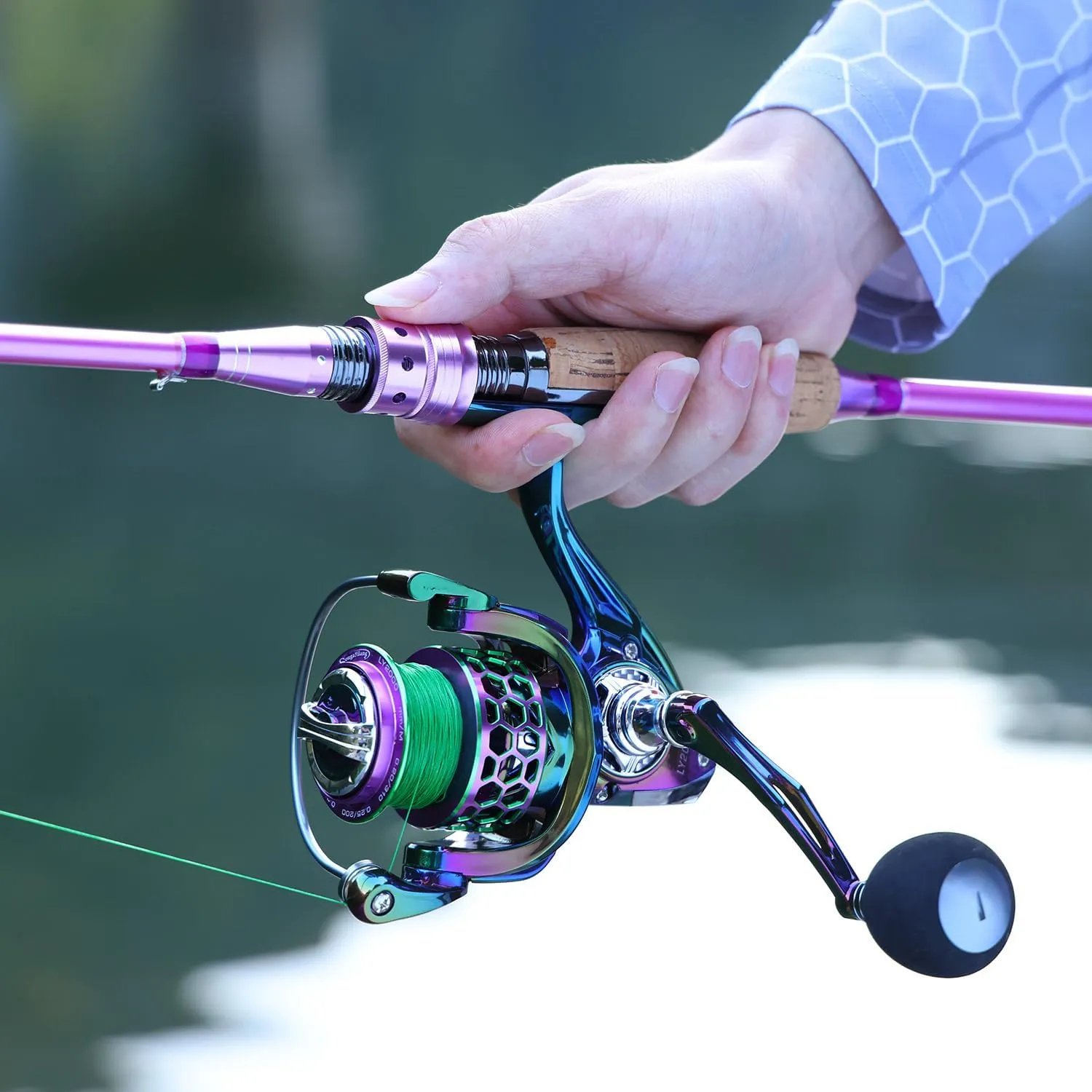Sougayilang Spinning Rod Reel Combos,Colorful Two Pieces Spinning Pole with Smooth Strong Reel Available for Freshwater Saltwater