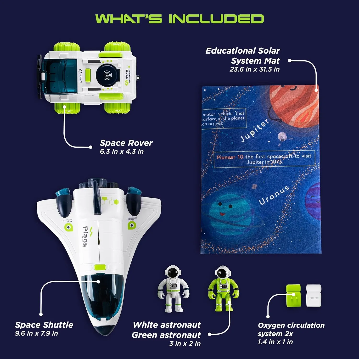 Space Toys for Kids 3 4 5 6 7 8, Rocket Ship Toy for Kids with Solar System mat, Shuttle, Astronaut and Space Rover, Spaceship Toy, Rocketship Toys for Boys 5-8 Playset