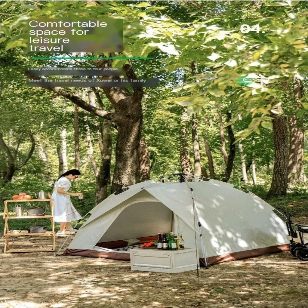 Spacious and Lightweight Outdoor Camping Tent Semi-Automatic Outdoor Tent Installation-Free Portable Folding Double-Layer Camping Tent Outdoor Tent