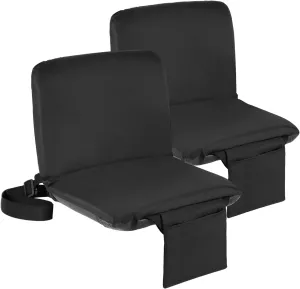 Sportneer Stadium Seats with Back Support: 6 Reclining Position Folding Bleacher Chairs with Back and Cushion - Padded Bleacher Seats with Shoulder Strap & Storage pocket for Events, Outdoors, Camping